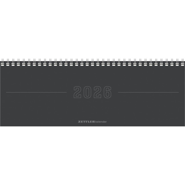 Tisch-Querkalender Papyrus Grau 2026 - Büro-Planer 29,7x10,5 cm - Tisch-Kalender - 1 Woche 2 Seiten - Ringbindung - Zettler - 