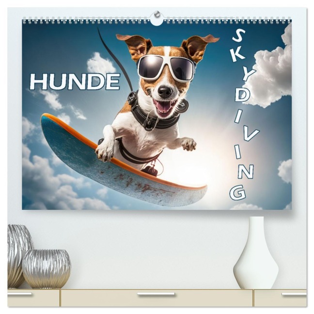Hunde Skydiving (hochwertiger Premium Wandkalender 2026 DIN A2 quer), Kunstdruck in Hochglanz - Daniel Rohr
