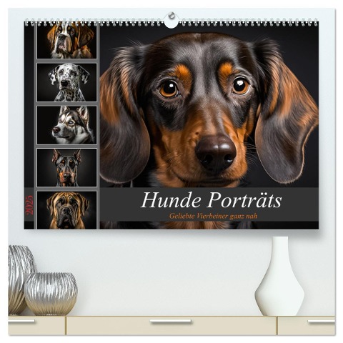 Hunde Porträts (hochwertiger Premium Wandkalender 2025 DIN A2 quer), Kunstdruck in Hochglanz - Dirk Meutzner