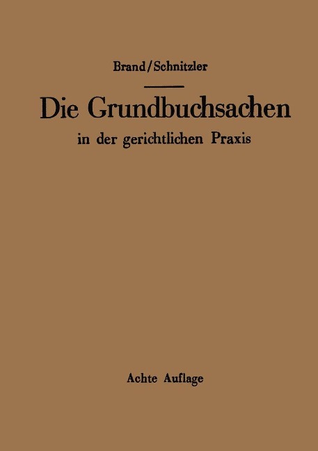 Die Grundbuchsachen in der gerichtlichen Praxis - Arthur Brand, Leo Schnitzler