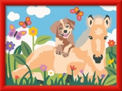 Cover-Bild zum Titel 'CreArt, Malen nach Zahlen Kinder - Fohlen und Welpe' von ''