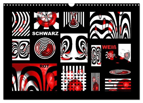 SCHWARZ, WEIß, ROT (Wandkalender 2024 DIN A3 quer), CALVENDO Monatskalender - Claudia Burlager