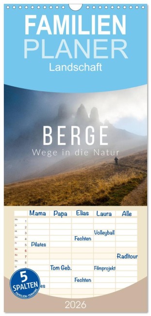 Familienplaner 2026 - Berge. Wege in die Natur mit 5 Spalten (Wandkalender, 21 x 45 cm) CALVENDO - Mikolaj Gospodarek