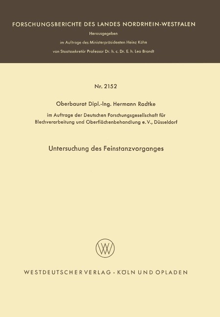 Untersuchung des Feinstanzvorganges - Hermann Radtke