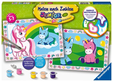Ravensburger Malen nach Zahlen 28510 - Zauberhafte Einhörner - Kinder 5-7 Jahren - 