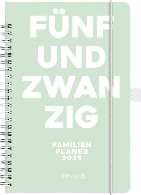 Brunnen 1070290035 Buchkalender Familienplaner (2025) "Fünfundzwanzig"| 2 Seiten = 1 Woche| A5| 192 Seiten| Hardcover| mint - 