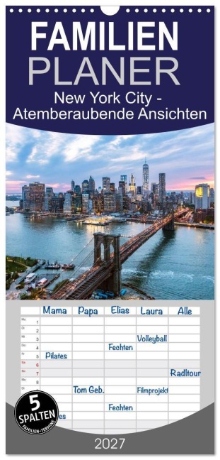 Familienplaner 2027 - New York City - Atemberaubende Ansichten mit 5 Spalten (Wandkalender, 21 x 45 cm) CALVENDO - Matteo Colombo