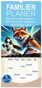 Cover-Bild zum Titel 'Familienplaner 2027 - Tierische Rennfahrer - Mit Tieren im Oldtimer durch das Jahr mit 5 Spalten (Wandkalender, 21 x 45 cm) CALVENDO' von ''