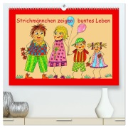 Cover-Bild zum Titel 'Strichmännchen zeigen buntes Leben (hochwertiger Premium Wandkalender 2027 DIN A2 quer), Kunstdruck in Hochglanz' von 'Sarnade'