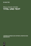 Cover-Bild zum Titel 'Titel und Text' von 'Bianca-Jeanette Schröder'