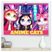 Cover-Bild zum Titel 'Anime Cats (hochwertiger Premium Wandkalender 2026 DIN A2 quer), Kunstdruck in Hochglanz' von 'Cathrin Illgen'