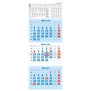 Cover-Bild zum Titel '3-Monatskalender blau/rot 2026 - 29,7x78 - mit Kopftafel - gefaltet - Datumsschieber - 952-0000' von ''