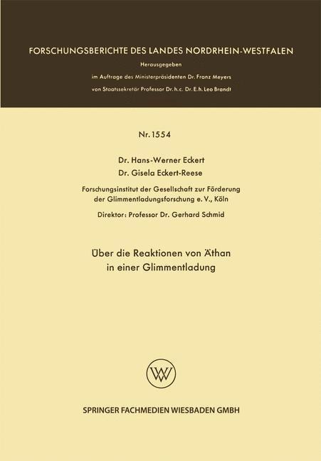 Über die Reaktionen von Äthan in einer Glimmentladung - Hans-Werner Eckert, Gisela Eckert Reese