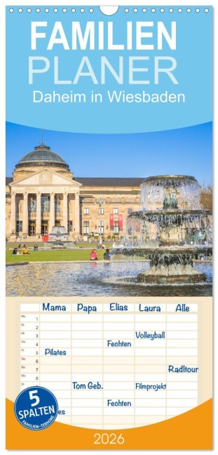 Familienplaner 2026 - Daheim in Wiesbaden mit 5 Spalten (Wandkalender, 21 x 45 cm) CALVENDO - Dietmar Scherf