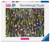 Cover-Bild zum Titel 'Erwachsenenpuzzle 500 Teile - Schwimmender Markt, Indonesien' von ''