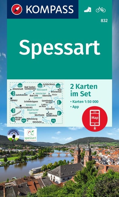 KOMPASS Wanderkarten-Set 832 Spessart (2 Karten) 1:50.000 - 