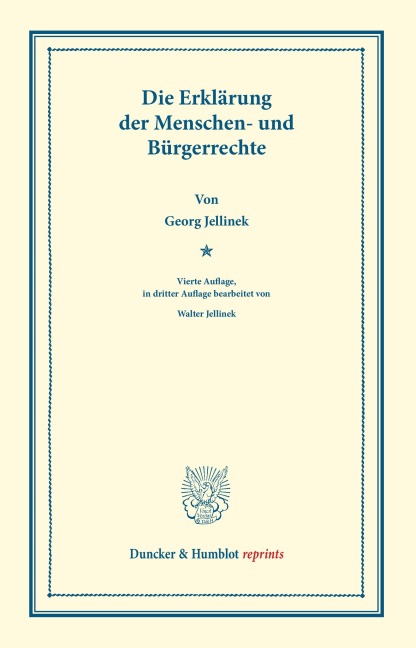 Die Erklärung der Menschen- und Bürgerrechte. - Georg Jellinek