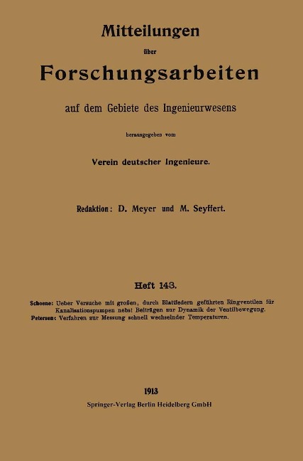 Mitteilungen über Forschungsarbeiten auf dem Gebiete des Ingenieurwesens - Kurt Schöne