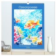 Cover-Bild zum Titel 'Ozeanpoesie. Die Unterwasserwelt im Aquarell-Stil (hochwertiger Premium Wandkalender 2026 DIN A2 hoch), Kunstdruck in Hochglanz' von 'Rose Hurley'