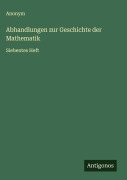 Cover-Bild zum Titel 'Abhandlungen zur Geschichte der Mathematik' von 'Anonym'