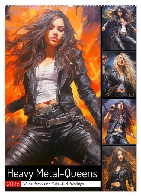 Heavy Metal-Queens. Wilde Rock- und Metal-Girl Paintings (Wandkalender 2026 DIN A2 hoch), CALVENDO Monatskalender - Rose Hurley