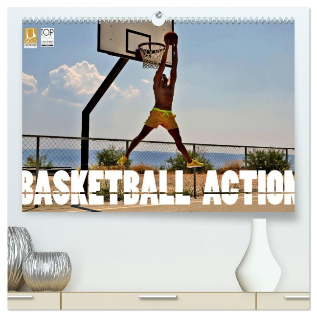 Basketball Action (hochwertiger Premium Wandkalender 2026 DIN A2 quer), Kunstdruck in Hochglanz - Boris Robert