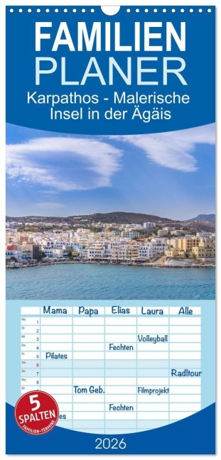 Familienplaner 2026 - Karpathos - Malerische Insel in der Ägäis mit 5 Spalten (Wandkalender, 21 x 45 cm) CALVENDO - Stefan O. Schüller und Elke Schüller