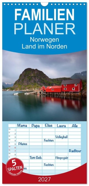 Familienplaner 2027 - Norwegen - Land im Norden mit 5 Spalten (Wandkalender, 21 x 45 cm) CALVENDO - Kalender. Com Kalender365. Com