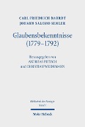 Cover-Bild zum Titel 'Glaubensbekenntnisse (1779-1792)' von 'Carl Friedrich Bahrdt, Johann Salomo Semler'