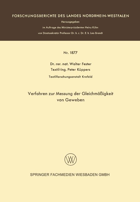 Verfahren zur Messung der Gleichmäßigkeit von Geweben - Walter Fester