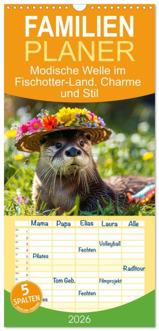 Familienplaner 2026 - Modische Welle im Fischotter-Land. Charme und Stil mit 5 Spalten (Wandkalender, 21 x 45 cm) CALVENDO - Rose Hurley
