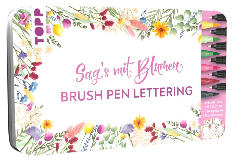 Handlettering Designdose Brush Pens Sag's mit Blumen - 