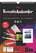 Cover-Bild zum Titel 'Kreativ-Kalender A4 - 2 in 1: schwarz und weiss 2026 - 21 x 29,7 -  Foto, Malen, Basteln - datiert - Kreativkalender - Foto-Kalender - Alpha Edition' von ''