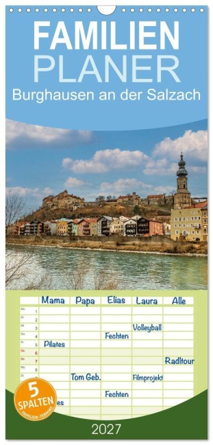 Familienplaner 2027 - Burghausen an der Salzach mit 5 Spalten (Wandkalender, 21 x 45 cm) CALVENDO - Ursula Di Chito
