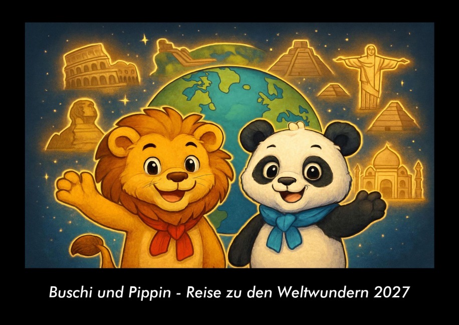 Buschi und Pippin - Reise zu den Weltwundern 2027 Fotokalender DIN A3 - Tobias Schmitt, Kevin Heber