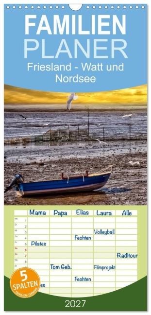 Familienplaner 2027 - Friesland - Watt und Nordsee mit 5 Spalten (Wandkalender, 21 x 45 cm) CALVENDO - Peter Roder