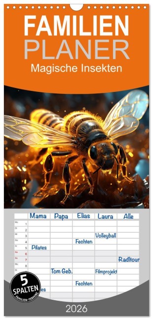 Familienplaner 2026 - Magische Insekten mit 5 Spalten (Wandkalender, 21 x 45 cm) CALVENDO - Cathrin Illgen