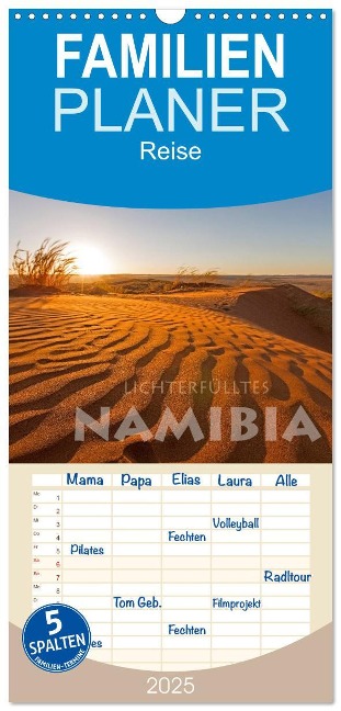 Familienplaner 2025 - Lichterfülltes Namibia mit 5 Spalten (Wandkalender, 21 x 45 cm) CALVENDO - Stephan Peyer