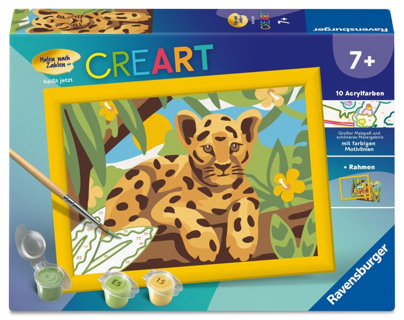 CreArt, Malen nach Zahlen Kinder - Baby Leopard - 