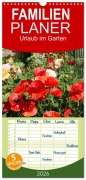 Cover-Bild zum Titel 'Familienplaner 2026 - Urlaub im Garten mit 5 Spalten (Wandkalender, 21 x 45 cm) CALVENDO' von 'Gisela Kruse'