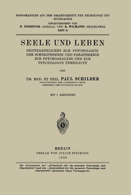 Seele und Leben - Paul Schilder