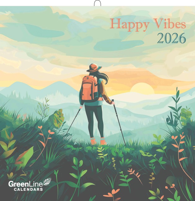 GreenLine Happy Vibes 2026 - Wand-Kalender - Broschüren-Kalender - 30x30 - 30x60 geöffnet - 