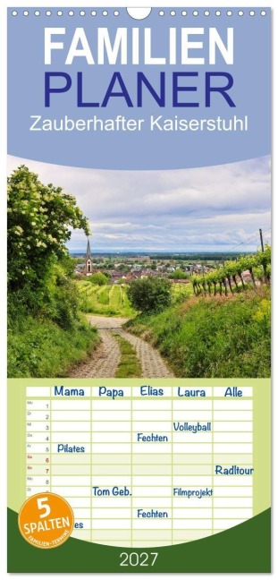 Familienplaner 2027 - Zauberhafter Kaiserstuhl mit 5 Spalten (Wandkalender, 21 x 45 cm) CALVENDO - Sabine Löwer