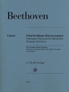 Cover-Bild zum Titel 'Fünf berühmte Klaviersonaten op. 13, op. 26, op. 27 Nr. 2, op. 28 und op. 31 Nr. 2' von 'Ludwig van Beethoven'