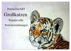 Cover-Bild zum Titel 'PortraiTierART Großkatzen - Wundervolle Portraitzeichnungen (Tischkalender 2026 DIN A5 quer), CALVENDO Monatskalender' von 'PortraiTierART Kerstin Heuser'