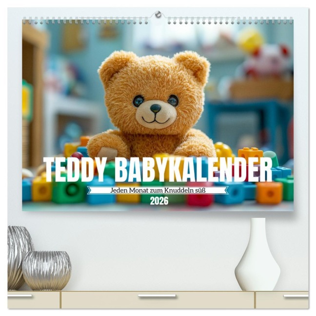 Teddy Babykalender - Jeden Monat zum Knuddeln süß (hochwertiger Premium Wandkalender 2026 DIN A2 quer), Kunstdruck in Hochglanz - Mb Fotografie
