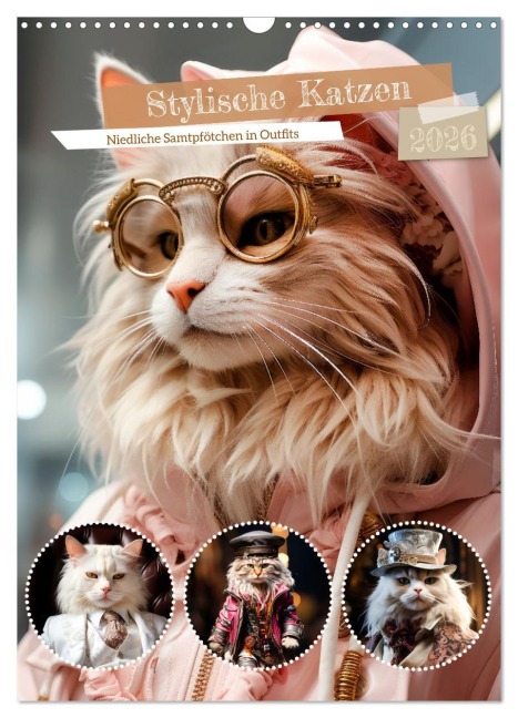 Stylische Katzen (Wandkalender 2026 DIN A3 hoch), CALVENDO Monatskalender - Melanie Viola