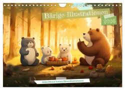 Bärige Illustrationen (Wandkalender 2026 DIN A4 quer), CALVENDO Monatskalender - Heidi Spiegler