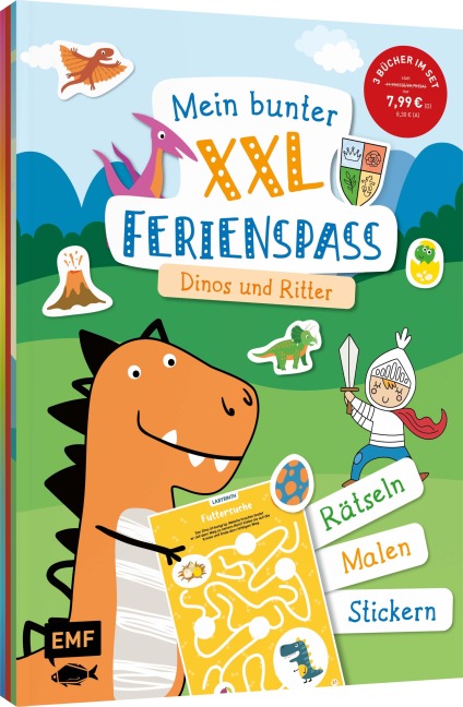 Mein bunter XXL-Ferienspaß: Dinos und Ritter - 3 Kreativbücher im Bundle - 