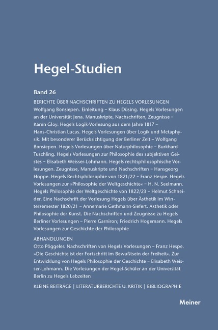 Hegel-Studien Band 26 - 